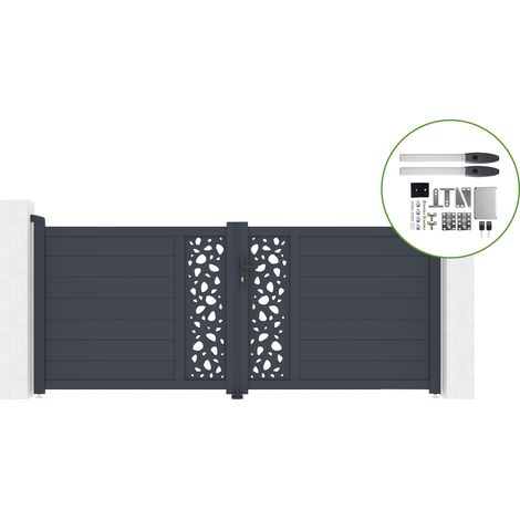 Portail battant 3m SUNNY H.120cm alu + motorisation HICKER B200 (1/4)
