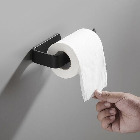 1pc Porte-Papier Toilettes,Support de Papier Mural,Porte-Rouleau de Papier WC en métal,couleur noire (1/4)