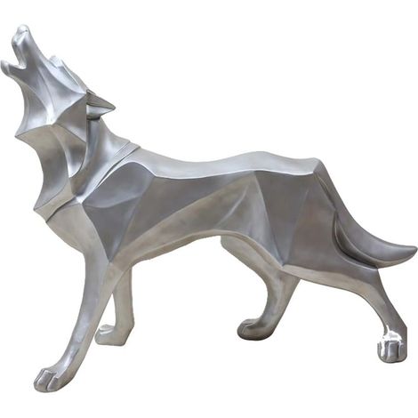 Wolfsskulptur, geometrische Tierskulptur aus Kunstharz