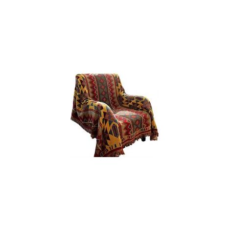Plaid geometrico in stile bohémien, tappeto in tessuto boho per divano, letto, poltrona, soggiorno, camera da letto (90x150 cm)