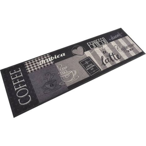 Tapis de cuisine Antidérapant, Tapis De Cuisine Devant Évier, Paillasson Intérieur lavable impression café noir 60x180 cm velours MKS48888 (1/5)