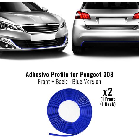 Profilo Adesivo per Dam Paraurti Peugeot 308 con Biadesivo 3M APT - Colore: BLU - Confezione: FULL