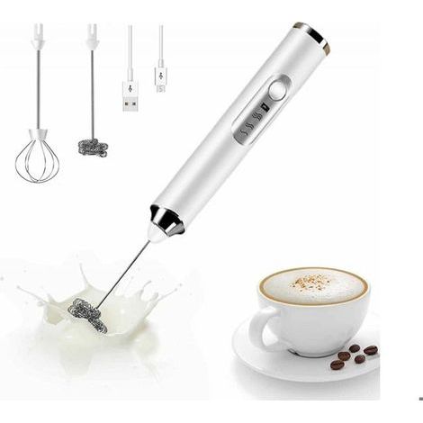 Elektrischer Milchaufschäumer, praktischer, per USB aufladbarer Milchaufschäumerstab, 3 einstellbare Geschwindigkeitsstufen für Kaffee (1/5)