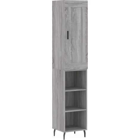 Buffet bahut commode armoire meuble de rangement organisateur cuisine salle de séjour salon haut sonoma 34,5 x 34 x 180 cm bois d'ingénierie gris