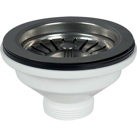 Schläfer 439727 Piletta di Scarico per Lavabo Bagno Tipo Basket in PVD Nero, Senza Troppo Pieno, con Attacco da 1"1/2 e Foro da Ø 90mm, Pilettone Ø 114mm, Piletta con Vite e Cestello (1/5)