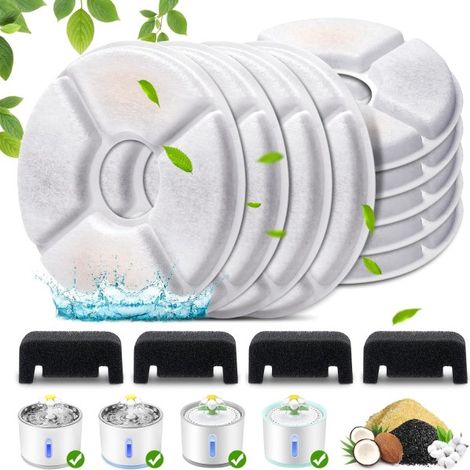 Filtro per fontanella per gatti, confezione da 12 filtri di ricambio compatibili con fontanella per gatti da 2,4 litri (81 oz), sistema di filtrazione multipla con filtro a carbone attivo.