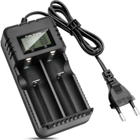 2-slot Li-ion battery charger with intelligent fast charging function, compatible with various 3.7V Li-ion batteries 26650/18650/14500/16340 (small size) (1/5)
