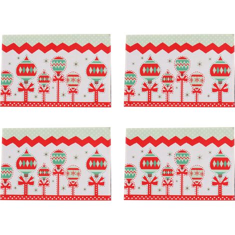Placemat De Table - En Tissu Imitation Lin - Résistant À La Chaleur - Pour Décoration De Noël Et Réveillon - Lot De 4 (1/5)
