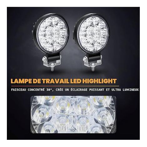Phare de Travail LED, Pouces, Barre pour 4x4 Voiture Camion Tracteur SUV Bateau - 12V (1/3)