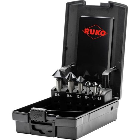 RUKO ULTIMATECUT Coffret de fraises coniques et ébavureuses HSS DIN 335 Forme C 90° RUnaTEC 6 pièces en cassette plastique - 102790PRO (1/5)