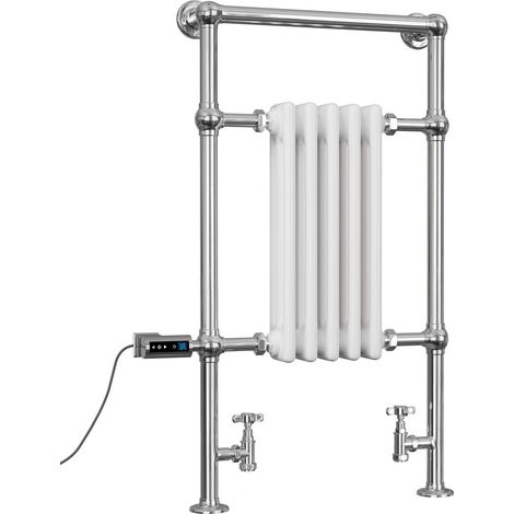 Adisham - Traditional Dual Fuel Towel Rail H963mm x W538mm Thermostatic WIFI - Floor Standing (1/3)