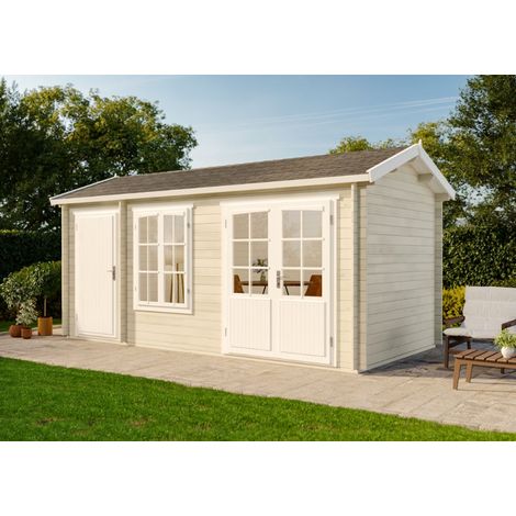 Alpholz 2-Raum Gartenhaus Bolton-28 XL Gartenhaus aus Holz, Holzhaus mit 28 mm Wandstärke, Blockbohlenhaus mit Montagematerial (1/5)