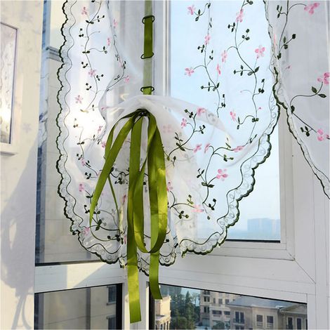 Voile brodé romain classique motif floral pour fenêtre, rideau élégant pour chambre ou balcon, hauteur 2m/78.7 pouces (1/5)