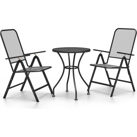 Maison Exclusive - Set da Pranzo per Giardino 3pz Rete Metallica Espansa Antracite (1/5)