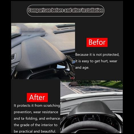 Carbon fiber instrument panel trim frame, center console cover, and steering wheel trim for 10th generation Civic (1/4)