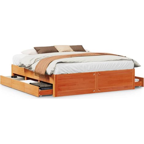 Maison Exclusive - Massivholzbett ohne Matratze mit Schubladen Br