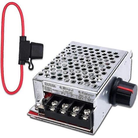 Contrôleur de vitesse pour moteur CC PWM 7-70 V 30 A, commande par interrupteur, 12 V, 24 V, 36 V, 48 V, avec fusible de 30 A (1/5)