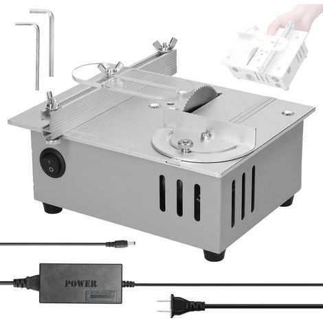 Mini scie circulaire de table de précision 24V avec réglage de hauteur, scie miniature DIY pour bois fin, PCB, PVC et modélisme avec 4 lames (1/5)