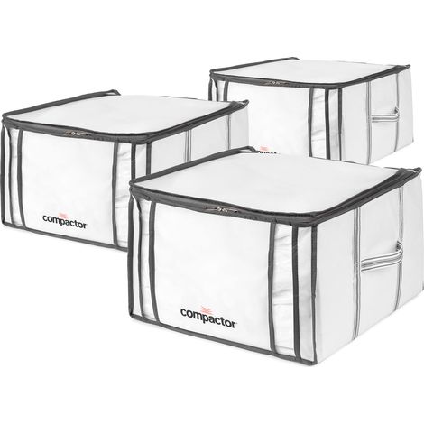 Compactor - Set 3 custodie Life con sacco sottovuoto integrato, contenitori salvaspazio armadio per piumoni, cuscini, vestiti, antiacari, umidità, tarme, con aspirapolvere o pompa manuale, taglia M (1/5)