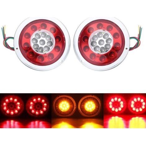 Bardusch-Lot de 2 feux arrière ronds à 19 LED Ambre rouge Pour camion, remorque, camion Clignotant 10 30 V Argenté (1/5)