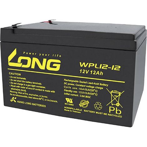 Batería de plomo Long WPL12-12 12 V 12 Ah negra