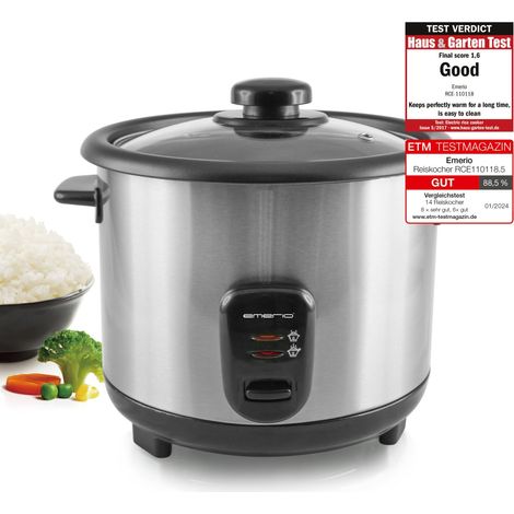 Emerio Reiskocher RCE-110118.5 500 W 1,5L Edelstahl Koch-Topf