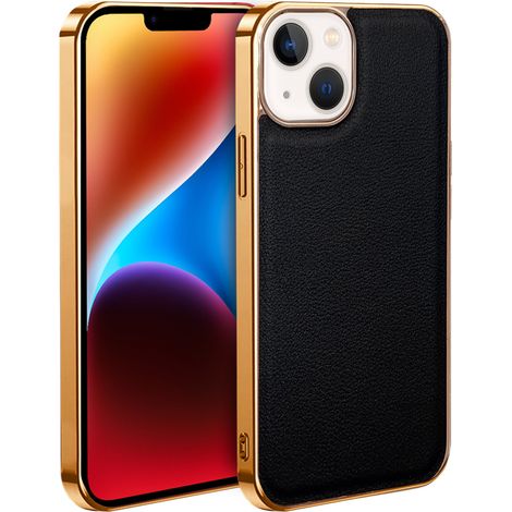 Étui pour iPhone 14 Plus, cuir de vachette, noir (1/4)