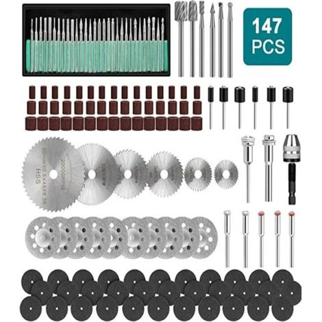 Mandrins de ponçage adaptés à la perceuse à ongles Dremel, 147 pièces, Kit de lames de scie, outils abrasifs rotatifs (1/4)