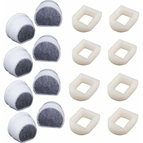Lot de 16 filtres à eau pour fontaines Drinkwell – Préfiltre en mousse et filtre à carbone – Eau propre pour chat et chien (1/4)