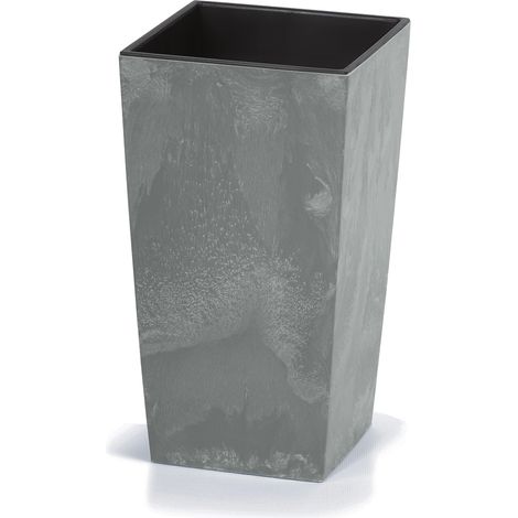 DEUBA® Square Concrete Effect Plant Pot Textured Look with Shelf Insert UV Proof Grey, 49 Liter (de) (1/5)