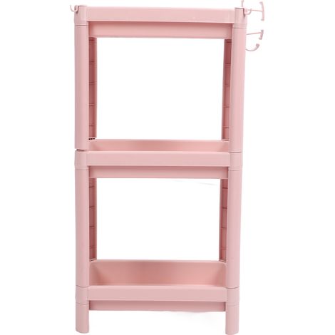 Rosa 3-stöckiges Badezimmerregal, stabiles und langlebiges Eckregal, freistehendes Regal (1/5)