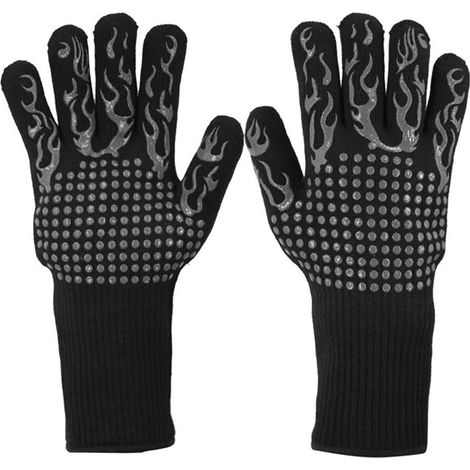 Guantes Térmicos - Silicona Resistente al Calor hasta 800 °C - Para Barbecue y Horno - Talla Grande 32 x 17,5 cm - Par (1/5)