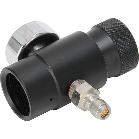 Verstellbares CO₂-Nachfüllventil, 8-mm-Außengewinde, 3000-psi-ASA-Manometer, schwarz (1/5)