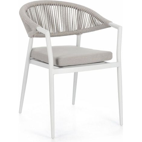Sedia "Millor" struttura in alluminio con braccioli per interni ed esterni -Antracite/Khaki / Confezione da 4 Pezzi (1/4)