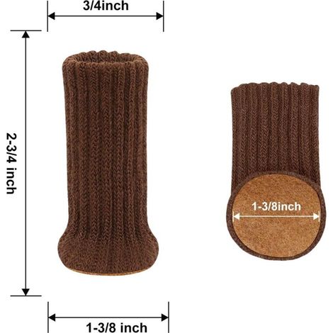 24 pezzi di calze in maglia per gambe di sedie, protezione per gambe di mobili, facilitano il movimento e riducono il rumore, diametro da 2,5 a 5 cm, marrone (1/3)