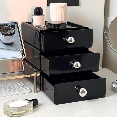 Organisateur Cosmétique - Boîte de Rangement à Tiroir en Plastique - Pour Bureau et Coiffeuse - 19 x 18 x 7 cm - 1 Pièce (1/5)