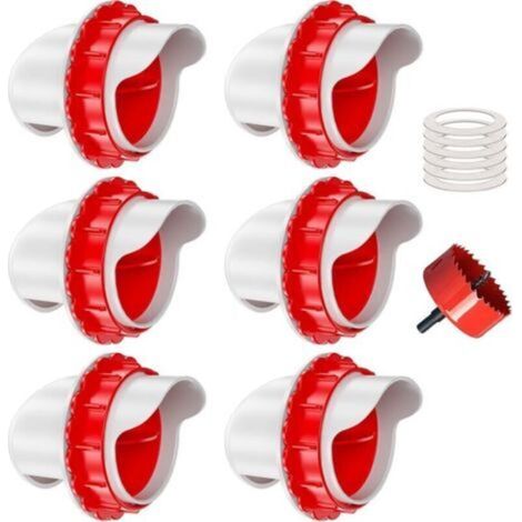 Mangeoires à volaille DIY sans gaspillage, 6 ports avec scie cloche pour seaux, abreuvoirs
