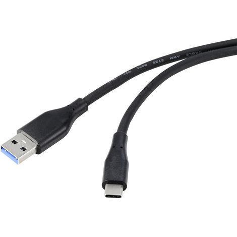 Renkforce USB-Kabel  USB 3.2 Gen1 USB-A Stecker, USB-C® Stecker 2.00 m Schwarz PVC-Mantel, hochflexi