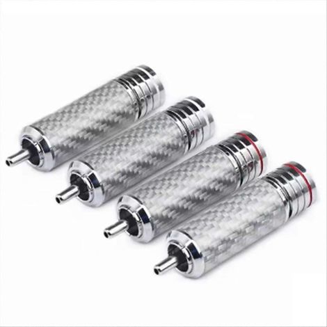 Fiche RCA plaquée en fibre de carbone à grande ouverture pour câble audio à souder (1/5)