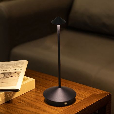 Lampe de table LED sans fil, Lampe de table à intensité variable, Batterie 18650, rechargeable par USB, 3W, convient pour l'intérieur/extérieur (1/5)