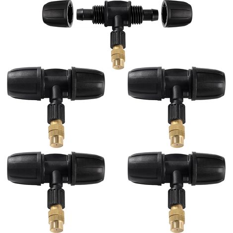 5-teiliges Dreiwege-Zerstäuberdüsen-Set für 8/12-mm-Schläuche, verstellbare Kupfer-Zerstäuberdüsen mit arretierbaren Schlauchtüllen für die Bewässerung, für Garten und Rasen