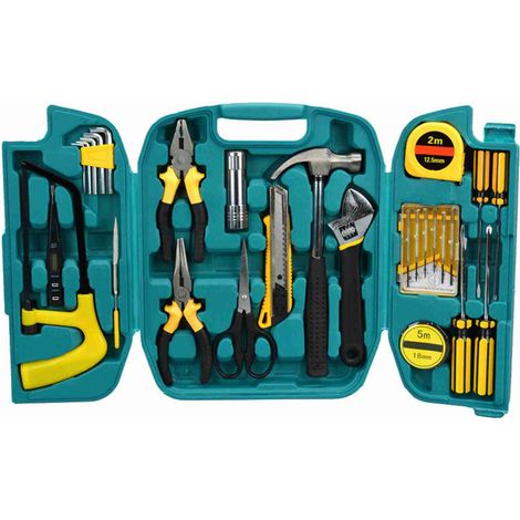 Kit 27 pièces jaune et noir cliquets outils robuste finition miroir fonte malléable réparation auto maison (1/5)