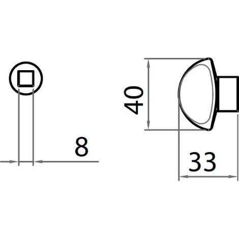 POMOLO GPB MEZZALUNA CON FORO MM.8 CROMO SATINATO (1/2)