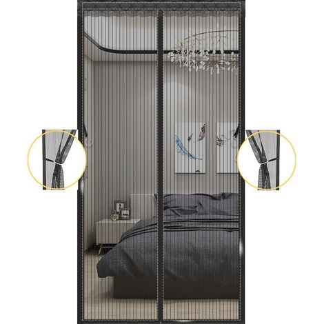 Rideau magnétique en maille sans perçage, 90 cm x 210 cm, anti-moustiques et anti-mouches (1/5)