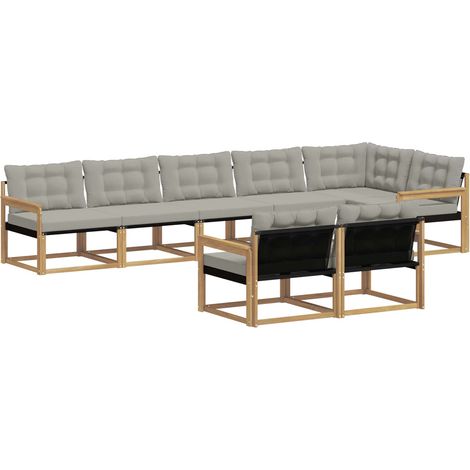 Set di divani da esterno 8 pcs Bianco e Grigio Chiaro vidaXL