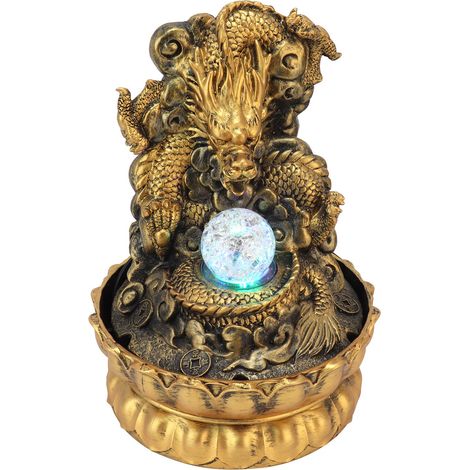 Statue de dragon en résine, fontaine d'eau LED de bureau, décoration pour la maison ou le bureau, cadeau artisanal, prise UE 220 V
