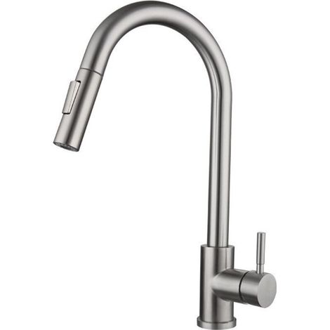 Robinet de cuisine extensible en acier inoxydable avec bec de 38,5 cm de hauteur — (1/3)