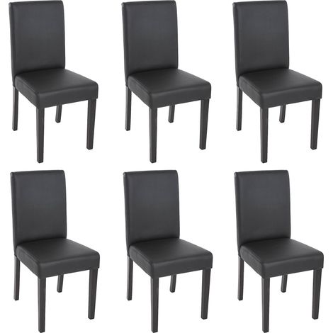 [NEUWERTIG] 6er-Set Esszimmerstuhl Stuhl Küchenstuhl Littau Kunstleder, schwarz matt, dunkle Beine