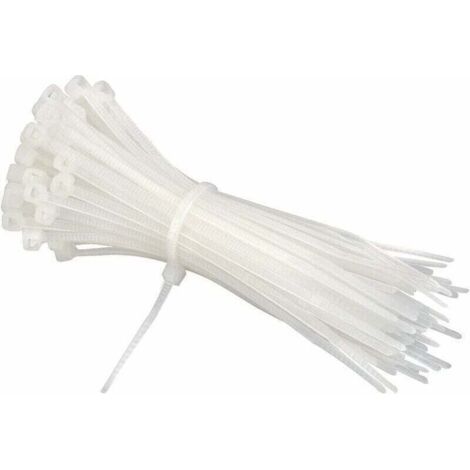 Pack of 600 Cable Ties 200mmx2.5mm, XU, Rilsan Nylon, White - (1/4)