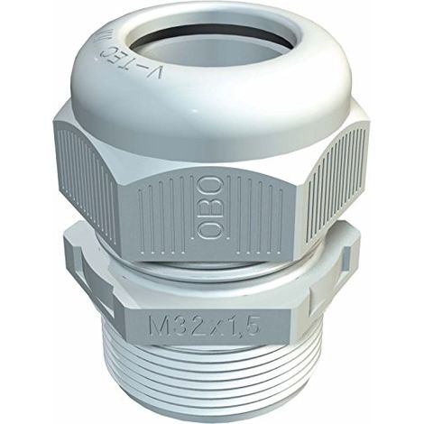 OBO Bettermann Racor pasacables totalmente métrico largo M20 Poliamida gris claro RAL 7035, 2022947